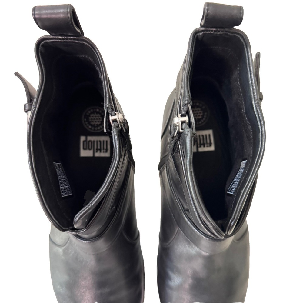 FitFlop Laila Black Leather Boots Women's Sz 8.5 EUC - Picture 3 of 8